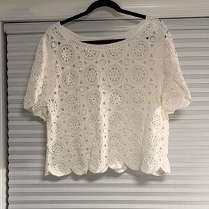 LOFT Cream Crochet Blouse